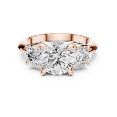 2.50Ct Opulent Triad Spark Ring • Triple Round Brilliance • Luxe Gold Engagement Design