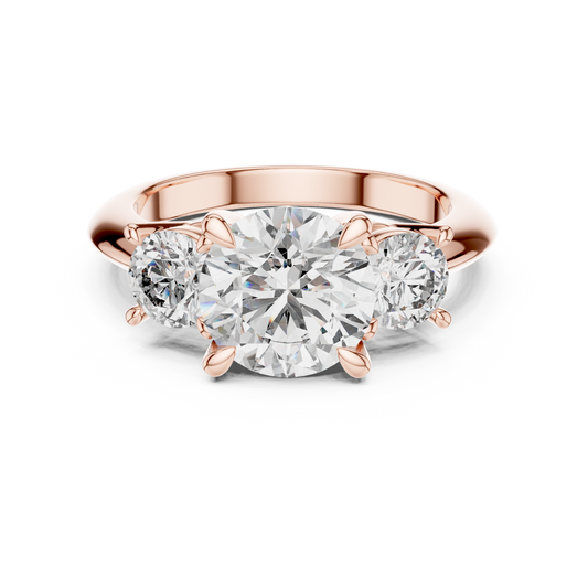 2.50Ct Opulent Triad Spark Ring • Triple Round Brilliance • Luxe Silver Engagement Design