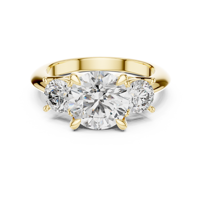 2.50Ct Opulent Triad Spark Ring • Triple Round Brilliance • Luxe Gold Engagement Design