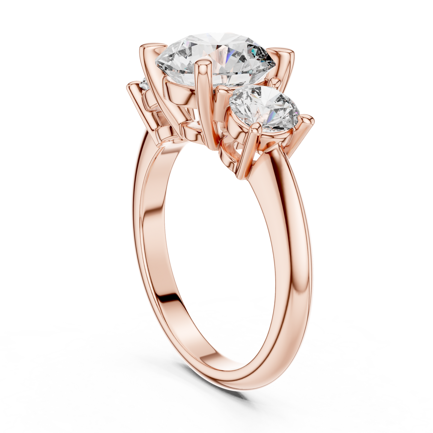 2.50Ct Opulent Triad Spark Ring • Triple Round Brilliance • Luxe Gold Engagement Design