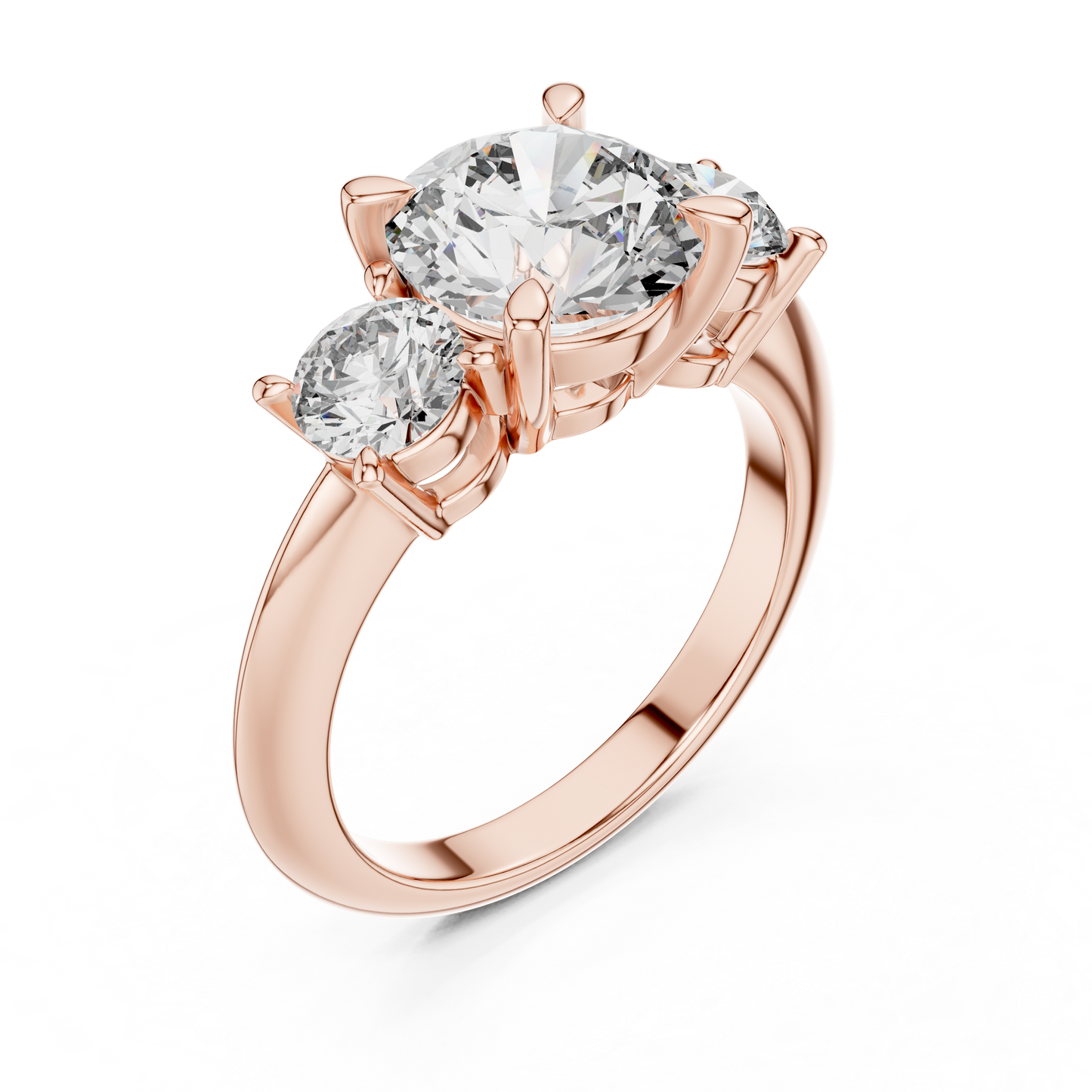 2.50Ct Opulent Triad Spark Ring • Triple Round Brilliance • Luxe Gold Engagement Design