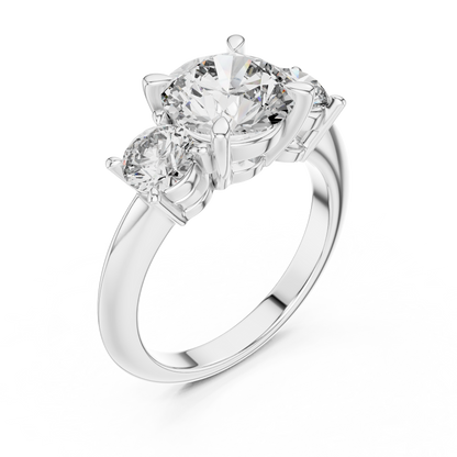 2.50Ct Opulent Triad Spark Ring • Triple Round Brilliance • Luxe Gold Engagement Design