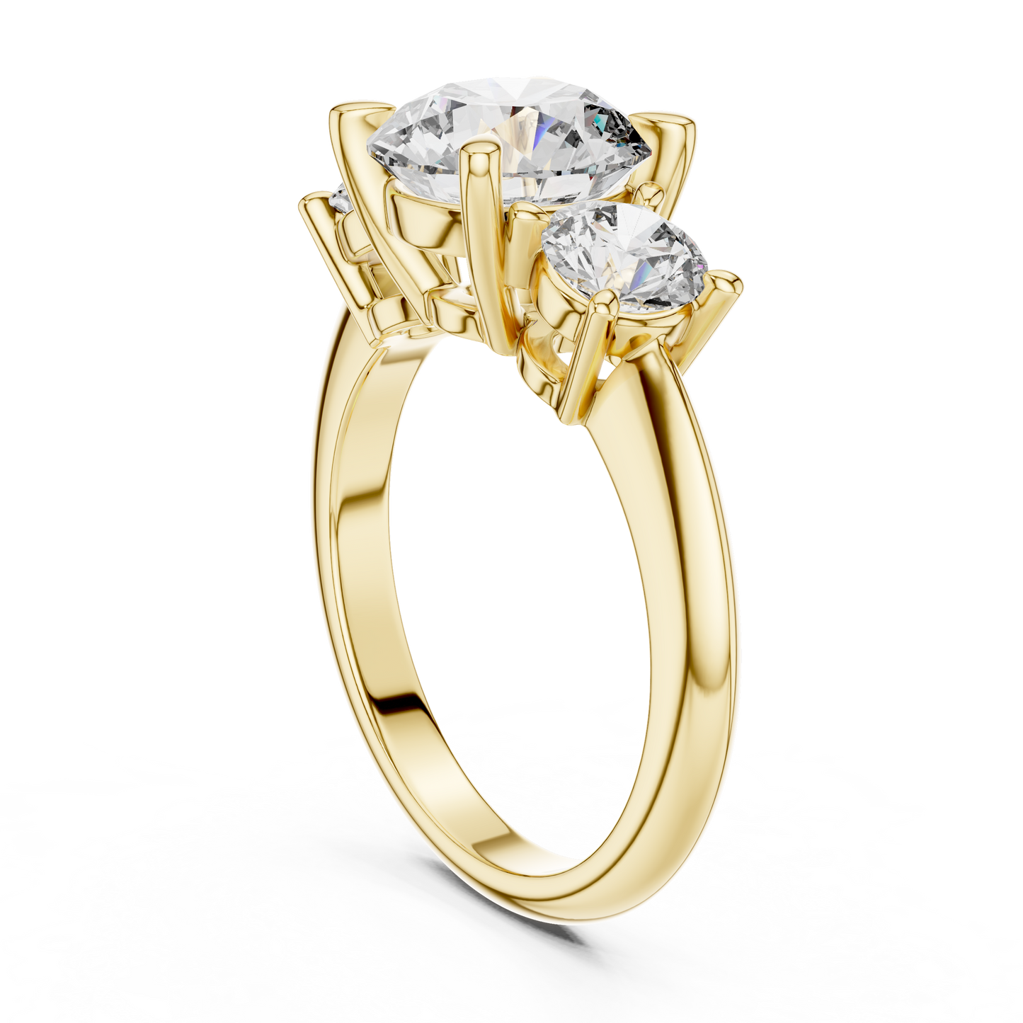 2.50Ct Opulent Triad Spark Ring • Triple Round Brilliance • Luxe Gold Engagement Design