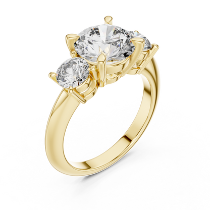 2.50Ct Opulent Triad Spark Ring • Triple Round Brilliance • Luxe Gold Engagement Design