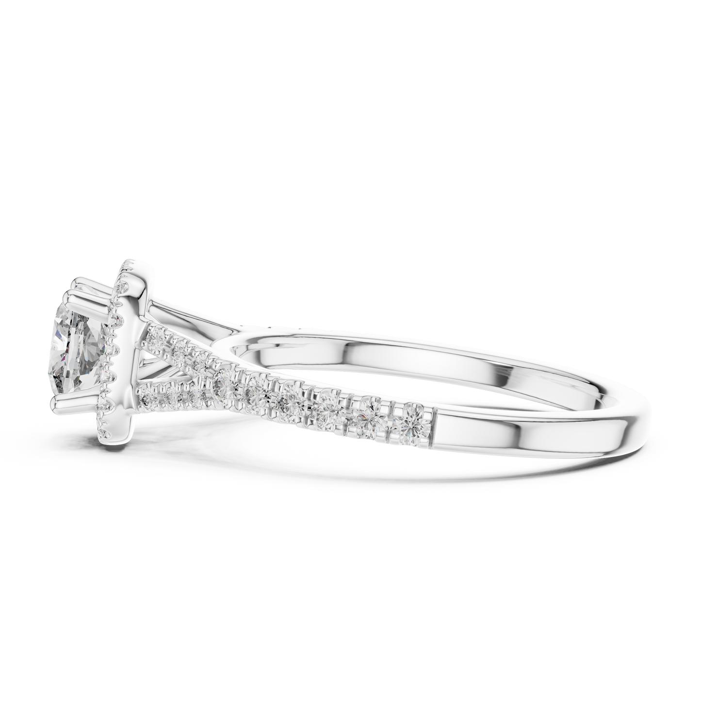 1.00Ct  Cushion Engagement Ring – Halo Lab Diamond Ring with Split Band, Gift for Her