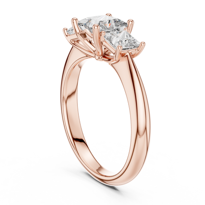 925 Sterling Silver Princess Cut Moissanite Diamond Three-Stone Ring | Classic Trilogy Ring | Elegant Bridal Piece
