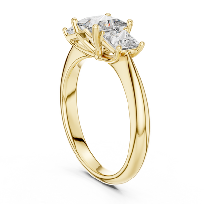 925 Sterling Silver Princess Cut Moissanite Diamond Three-Stone Ring | Classic Trilogy Ring | Elegant Bridal Piece