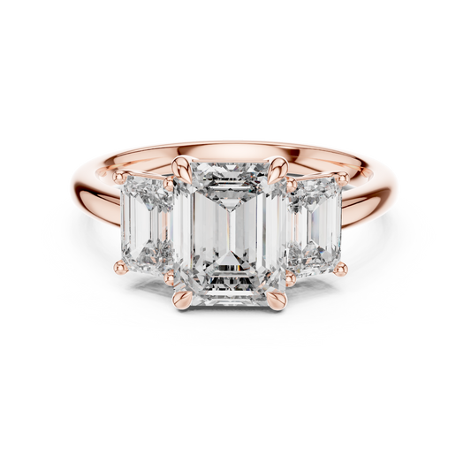 Trilogy Emerald Diamond Ring | Lab Grown Luxury | Bold Engagement Symbol Of Forever