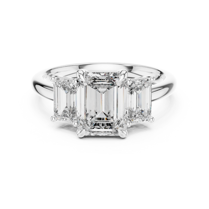 Trilogy Emerald Diamond Ring | Lab Grown Luxury | Bold Engagement Symbol Of Forever