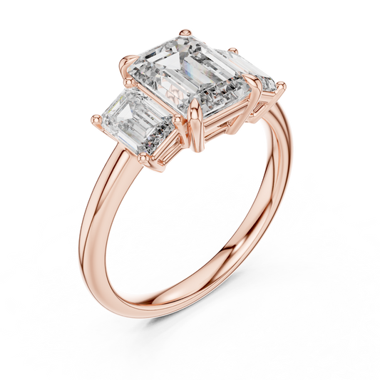 Trilogy Emerald Diamond Ring | Lab Grown Luxury | Bold Engagement Symbol Of Forever