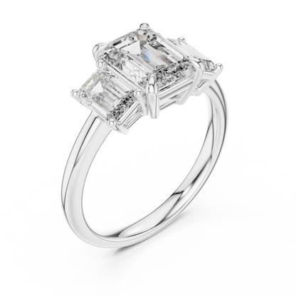 Trilogy Emerald Diamond Ring | Lab Grown Luxury | Bold Engagement Symbol Of Forever