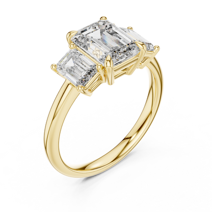 Trilogy Emerald Diamond Ring | Lab Grown Luxury | Bold Engagement Symbol Of Forever