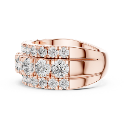OpaluxeStack™ Layered Diamond Band – Wide Triple Row Ring • Couture-Inspired Anniversary Gift