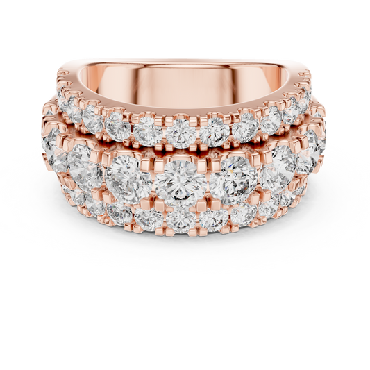 OpaluxeStack™ Layered Diamond Band – Wide Triple Row Ring • Couture-Inspired Anniversary Gift