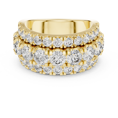 OpaluxeStack™ Layered Diamond Band – Wide Triple Row Ring • Couture-Inspired Anniversary Gift