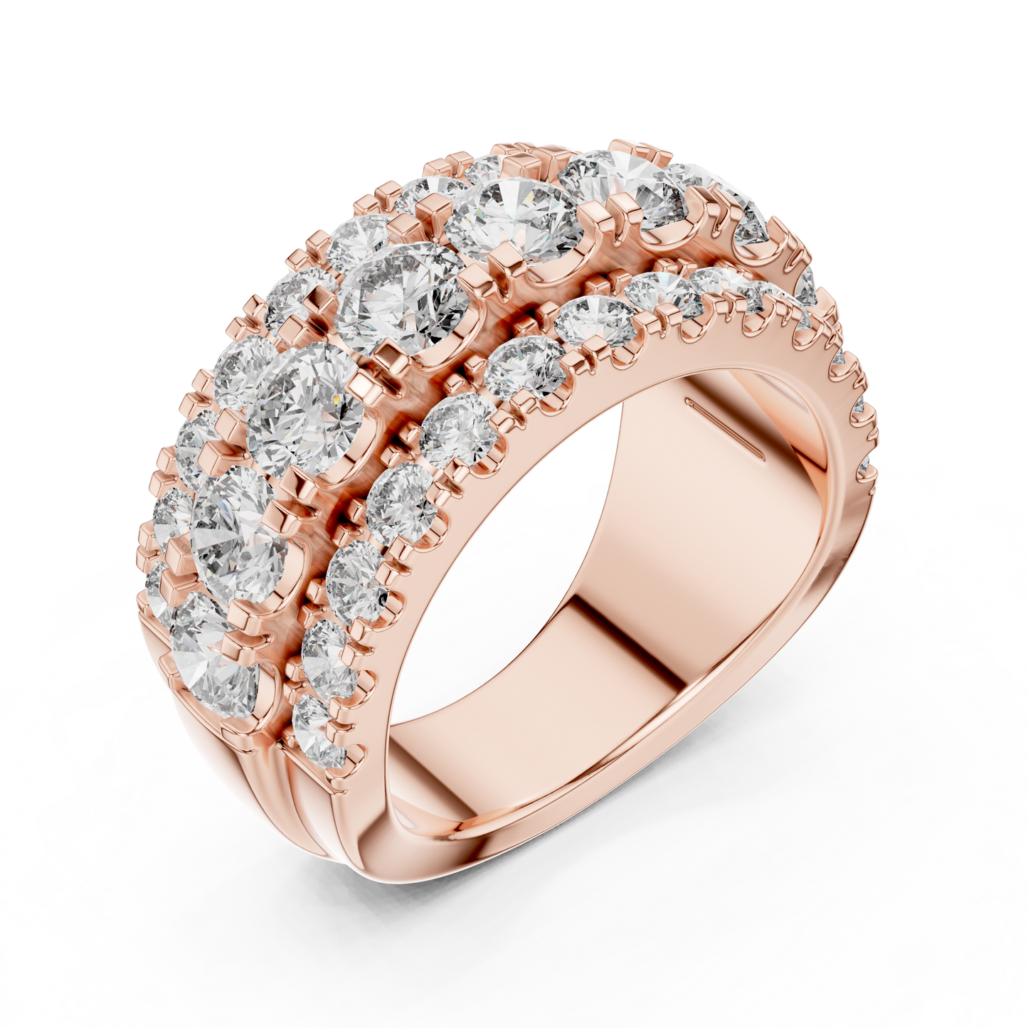 OpaluxeStack™ Layered Diamond Band – Wide Triple Row Ring • Couture-Inspired Anniversary Gift