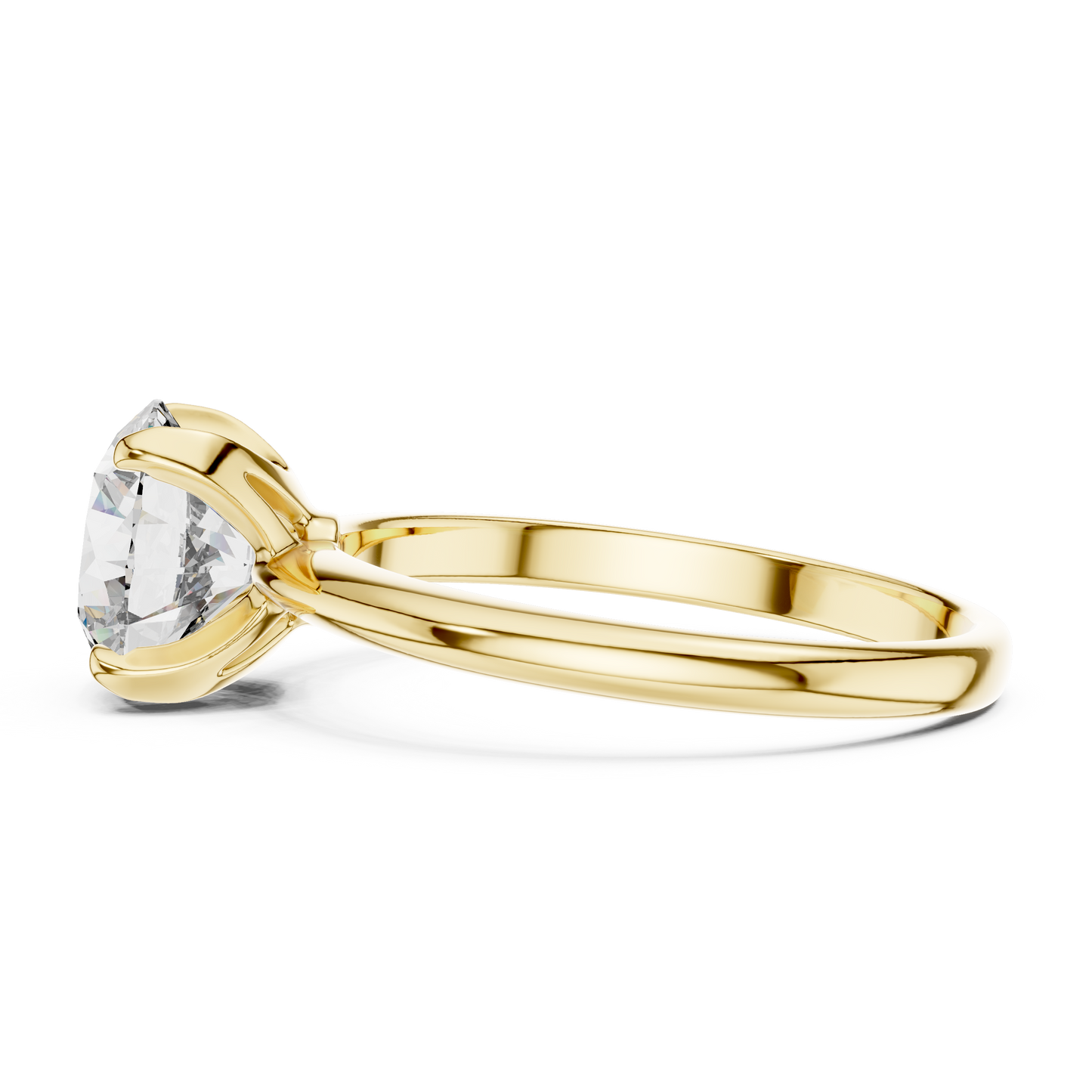 Architectural Solitaire Diamond Ring - Fluid Gold Comfort Form - Where Precision Meets Pure Romance
