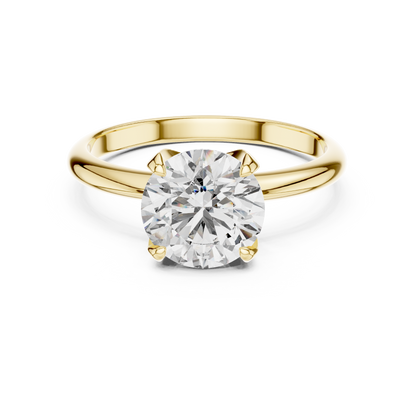 Architectural Solitaire Diamond Ring - Fluid Gold Comfort Form - Where Precision Meets Pure Romance