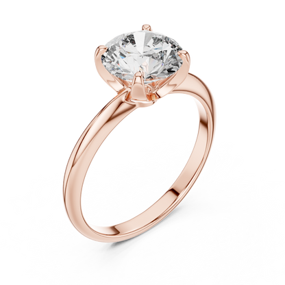 Architectural Solitaire Diamond Ring - Fluid Gold Comfort Form - Where Precision Meets Pure Romance