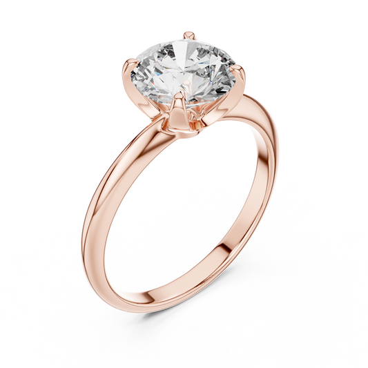 Architectural Solitaire Diamond Ring - Fluid Gold Comfort Form - Where Precision Meets Pure Romance