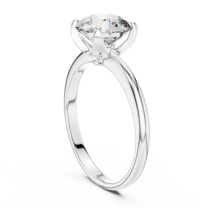 Architectural Solitaire Diamond Ring - Fluid Gold Comfort Form - Where Precision Meets Pure Romance