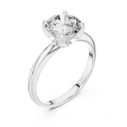 Architectural Solitaire Diamond Ring - Fluid Gold Comfort Form - Where Precision Meets Pure Romance