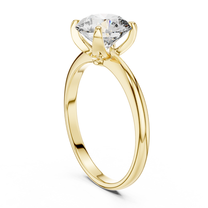 Architectural Solitaire Diamond Ring - Fluid Gold Comfort Form - Where Precision Meets Pure Romance