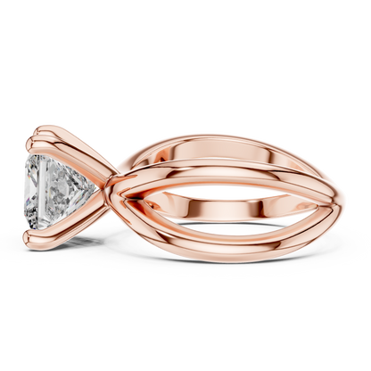 Princess Cut Solitaire Engagement Ring | Criss Cross Band | 925 Sterling Silver Moissanite Diamond Ring |