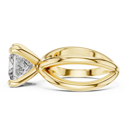 Princess Cut Solitaire Engagement Ring | Criss Cross Band | 925 Sterling Silver Moissanite Diamond Ring |