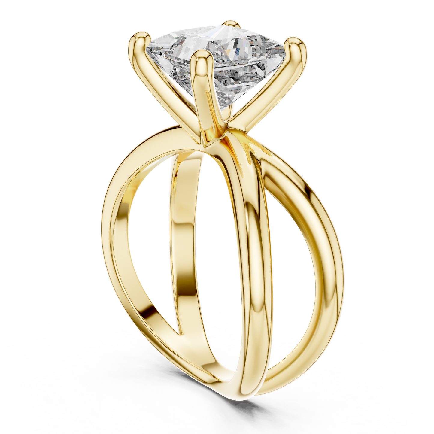 Princess Cut Solitaire Engagement Ring | Criss Cross Band | 925 Sterling Silver Moissanite Diamond Ring |