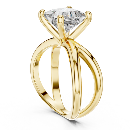 Princess Cut Solitaire Engagement Ring | Criss Cross Band | 925 Sterling Silver Moissanite Diamond Ring |