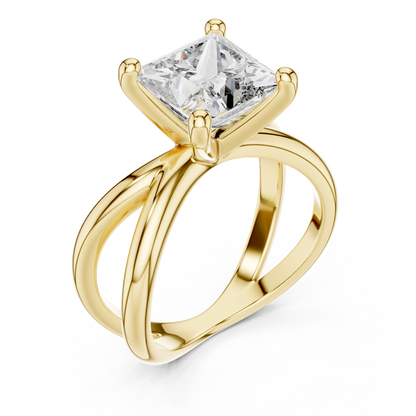 Princess Cut Solitaire Engagement Ring | Criss Cross Band | 925 Sterling Silver Moissanite Diamond Ring |