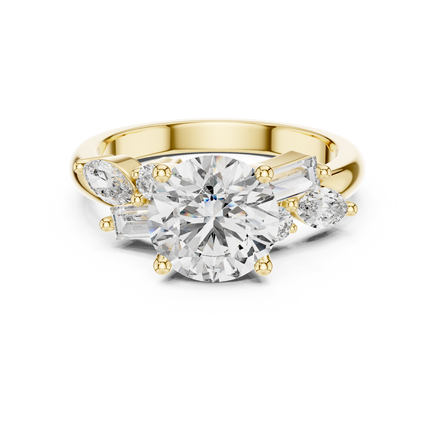 2.10CtPrismCluster™ Round Engagement Ring — Modern Multi-Stone Art Setting • Ultra-Brilliance Cut Mix
