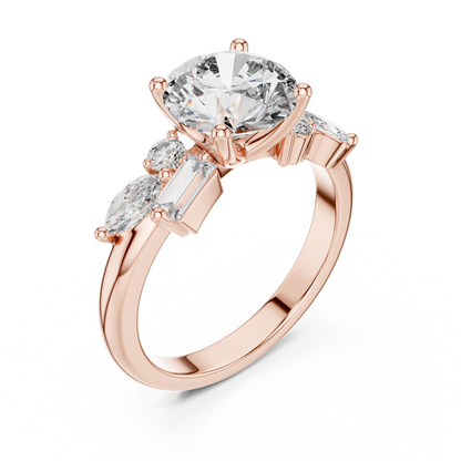 2.10CtPrismCluster™ Round Engagement Ring — Modern Multi-Stone Art Setting • Ultra-Brilliance Cut Mix