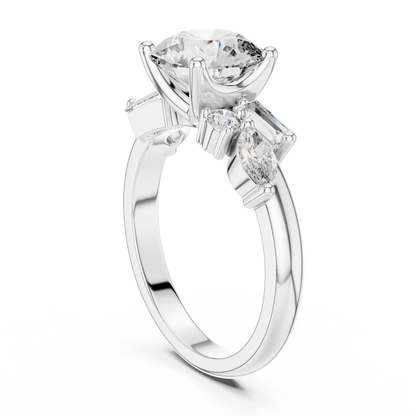 2.10CtPrismCluster™ Round Engagement Ring — Modern Multi-Stone Art Setting • Ultra-Brilliance Cut Mix