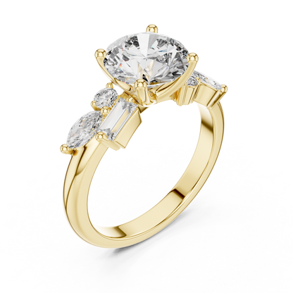 2.10CtPrismCluster™ Round Engagement Ring — Modern Multi-Stone Art Setting • Ultra-Brilliance Cut Mix