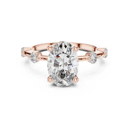 2.00Ct Oval Spark Radiance Ring – Dainty Diamond Accent Band, Modern Promise Engagement Jewelry