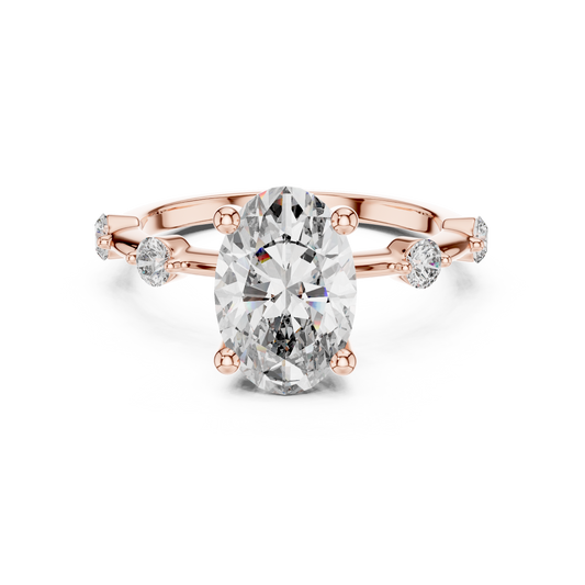 2.00Ct Oval Spark Radiance Ring – Dainty Diamond Accent Band, Modern Promise Engagement Jewelry