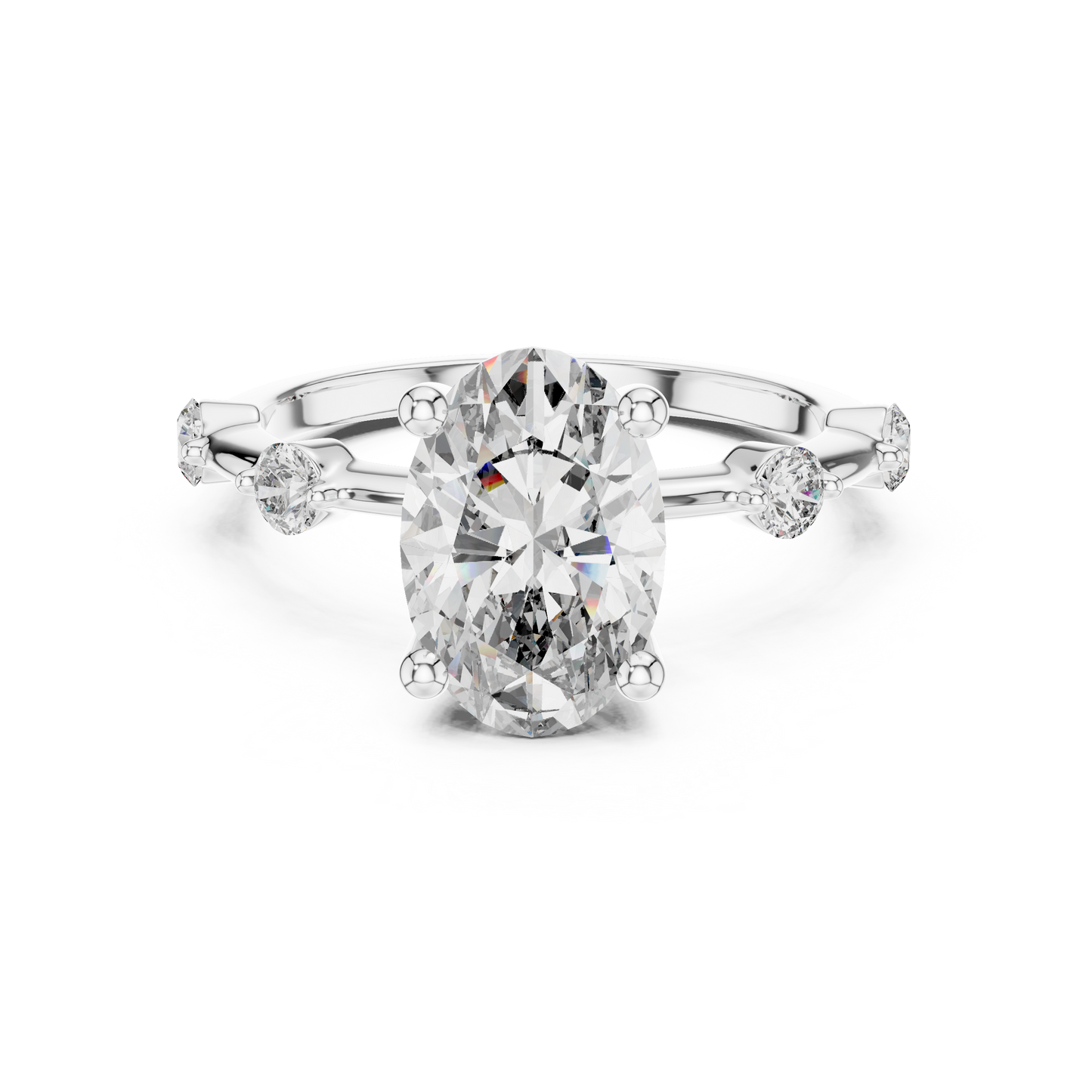 2.00Ct Oval Spark Radiance Ring – Dainty Diamond Accent Band, Modern Promise Engagement Jewelry