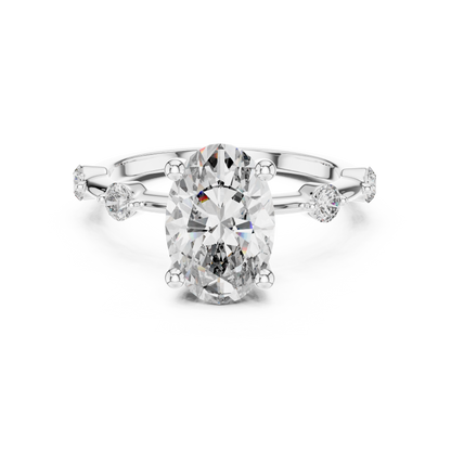 2.00Ct Oval Spark Radiance Ring – Dainty Diamond Accent Band, Modern Promise Engagement Jewelry
