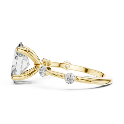 2.00Ct Oval Spark Radiance Ring – Dainty Diamond Accent Band, Modern Promise Engagement Jewelry