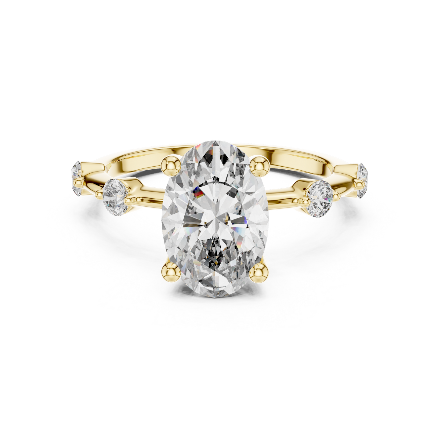 2.00Ct Oval Spark Radiance Ring – Dainty Diamond Accent Band, Modern Promise Engagement Jewelry