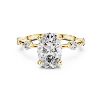 2.00Ct Oval Spark Radiance Ring – Dainty Diamond Accent Band, Modern Promise Engagement Jewelry