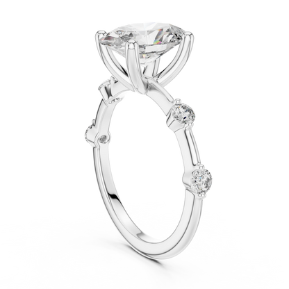 2.00Ct Oval Spark Radiance Ring – Dainty Diamond Accent Band, Modern Promise Engagement Jewelry