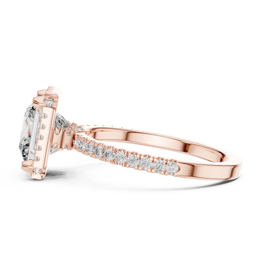 2.50CtLumiÉclat™ Princess Halo Engagement Ring — Royal Frame Setting • Sparkle-Line Shank