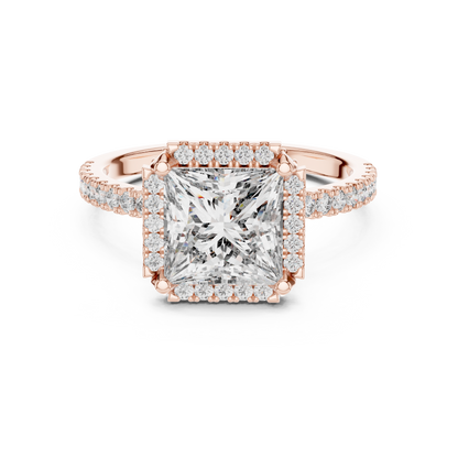 2.50CtLumiÉclat™ Princess Halo Engagement Ring — Royal Frame Setting • Sparkle-Line Shank
