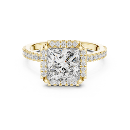 2.50CtLumiÉclat™ Princess Halo Engagement Ring — Royal Frame Setting • Sparkle-Line Shank