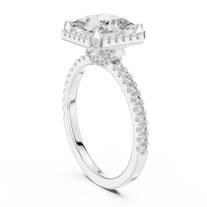 2.50CtLumiÉclat™ Princess Halo Engagement Ring — Royal Frame Setting • Sparkle-Line Shank