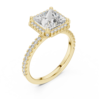 2.50CtLumiÉclat™ Princess Halo Engagement Ring — Royal Frame Setting • Sparkle-Line Shank
