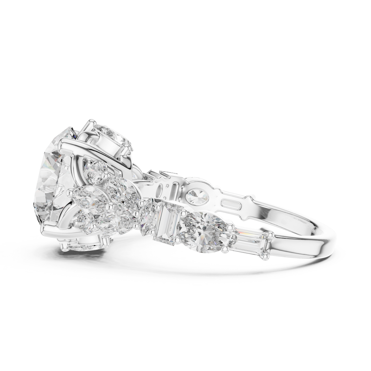 2.50ct Round Lab-Grown Diamond Engagement Ring |  Rose Gold  Bridal Multi-Stone Diamond | Cluster Designer Women